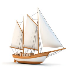 Obraz premium 3D Rendering of a Wooden Sailboat