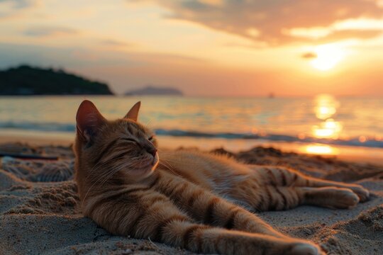 Sunset beach outdoors horizon.