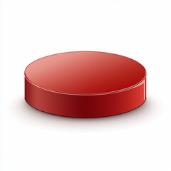 Sleek cylindrical red platform with a glossy surface, smooth edges, soft shadows, and high-quality details, centered on a white background for a modern, three-dimensional effect.