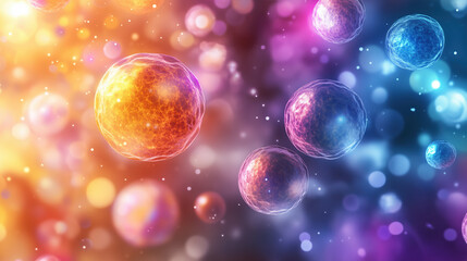 Engaging digital artwork of colorful cells in vibrant background, showcasing beauty of microscopic life. image captures essence of scientific exploration and discovery
