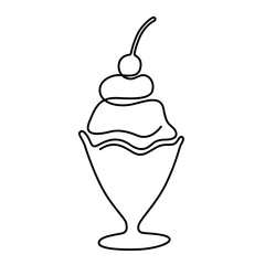 line art ice cream bowl