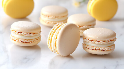 Fototapeta premium pastel white chocolate macarons