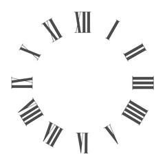Vintage roman numerals clock face vector isolated on white background