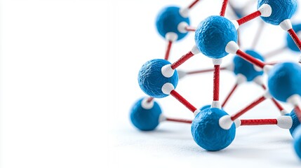 Obraz premium Blue Molecular Structure with Red Connections on a White Background