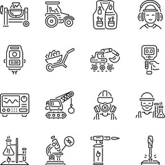 Set of Linear Style Engineering Equipment Icons 

