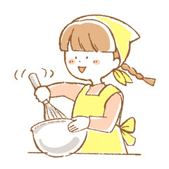 ホイップをかき混ぜる女の子