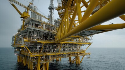 Fototapeta premium Offshore Oil Platform: A Colossus of Industry