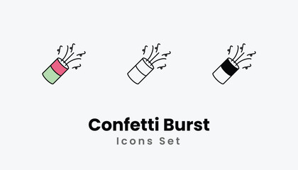 Confetti Burst Icons thin line and glyph vector icon stock illustration