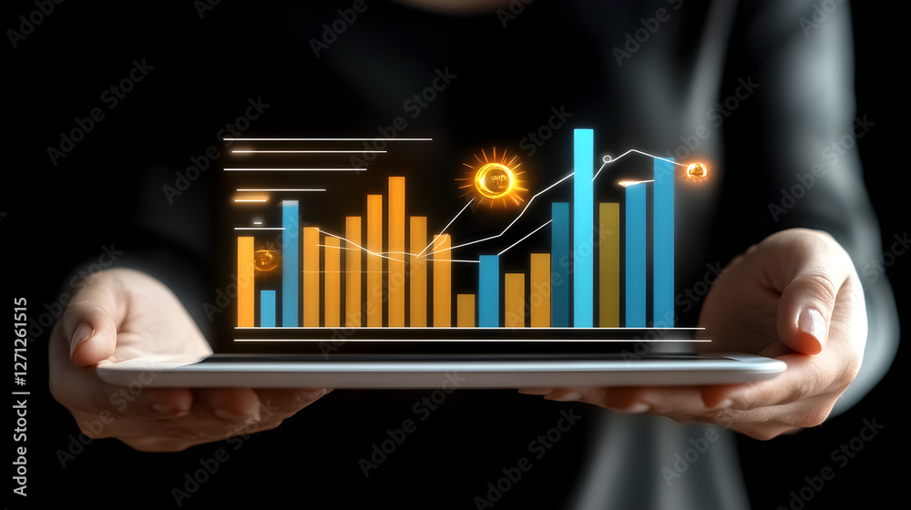 Poster data visualization insights business analytics infographic presentation digital environment close-up