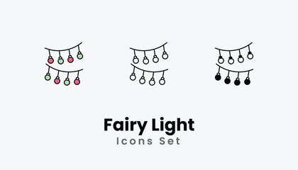Fairy Light Icons thin line and glyph vector icon stock illustration