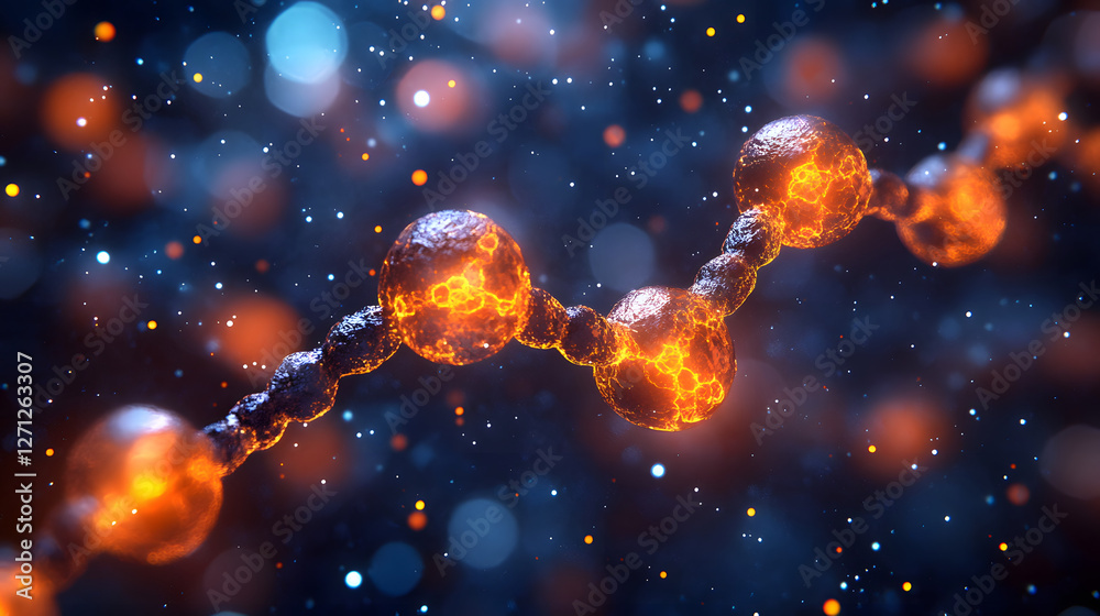 Poster a vibrant depiction of molecular structures with glowing particles, symbolizing the intricacies of c