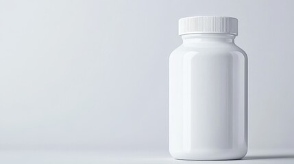 Blank container located on white backdrop