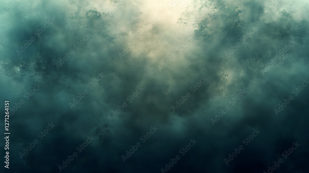 Poster A moody, ethereal background featuring swirling fog and mist with a soft light breaking through, creating a mysterious atmosphere