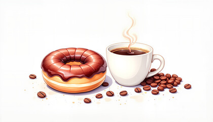 International Coffee Day celebration with doughnut and espresso, indulgence