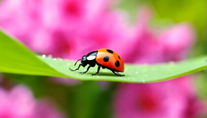 Obraz premium Ladybugs on leaves.