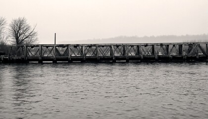 Fototapeta premium A long bridge over a body of water.