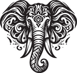sketch of a tribal elephant tattoo. elephant logo. vector drawing graceful and graceful king of beasts elephant