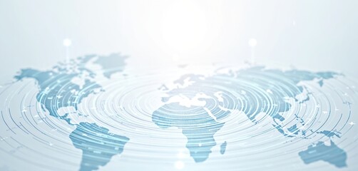 Modern digital background features point global network connection on world map. Abstract design with geometric pattern. Concept of global business, international relations, futuristic tech. Backdrop