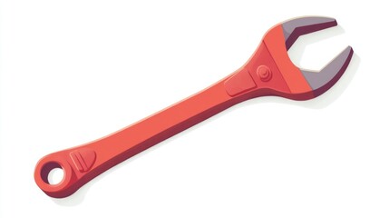 Fototapeta premium Red Wrench Tool on a White Background