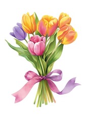 Fototapeta premium Tulip art illustration watercolor.