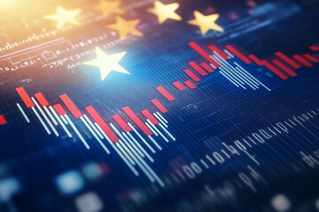 Fototapeta premium Growth euro currency France eur money on 3d exchange market background