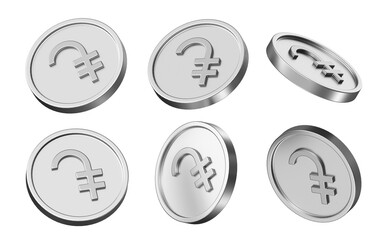 dram currency 3d illustration. set of coins in different view. 3d rendering of metallic coins for business and finance