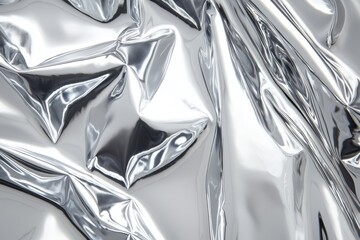 Reflective metallic surface with elaborate creases and folds showcasing texture