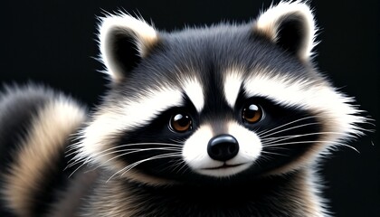 Obraz premium A close-up of two raccoons with distinctive white markings and dark fur.