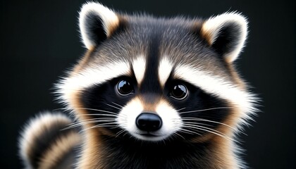 Obraz premium Raccoon Portrait: A Detailed Study of a Raccoon's Facial Features.