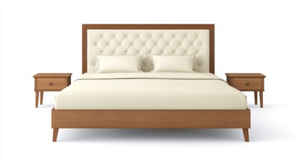 low-profile platform bed with a padded headboard 