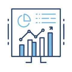 Business Data Storytelling Icon in Modern Line Art Style
