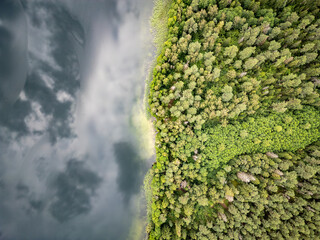 Drone photo of Lake Aviris in Druskininkai Municipality, Alytus County of Lithuania
