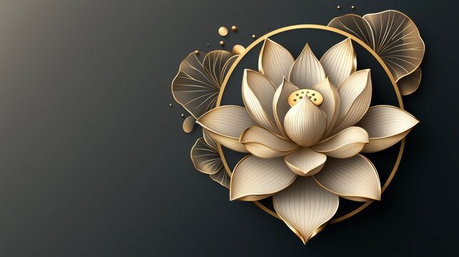 A luxury logo for a high-end spa, featuring an elegant lotus flower inside a circular badge, with calming colors like soft lavender and gold for a serene aesthetic