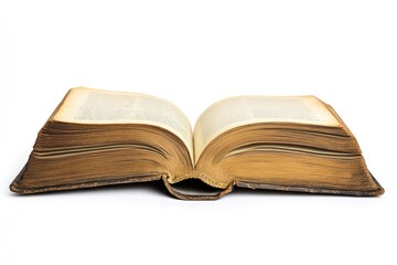 Vintage open book on white