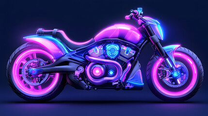 Neon Cruiser Motorcycle, Studio Shot