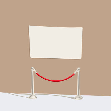  Minimalist Rope Barrier with Blank Sign
