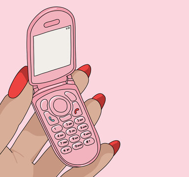 Pink Flip Phone in a Woman&rsquo;s Hand