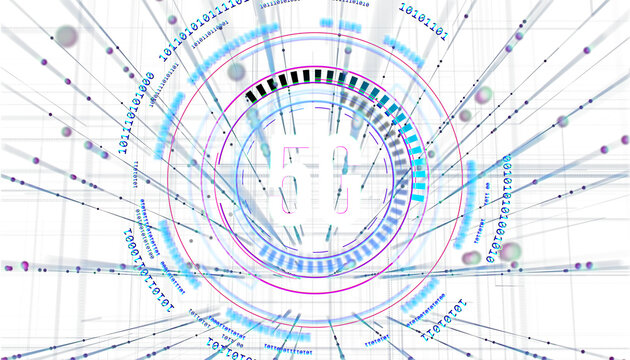 Abstract digital background featuring 5G technology with high-speed data, binary code, and network connections on a futuristic white backdrop. 3D Rendering.