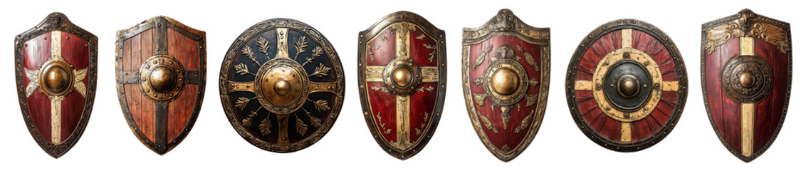 Naklejka premium isolated medieval knight shields