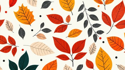 Obraz premium Background pattern leaf concept. Vibrant Autumn Leaf Patterns in Earthy Hues
