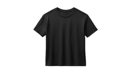 flat black t-shirt template, front view, mockup concept