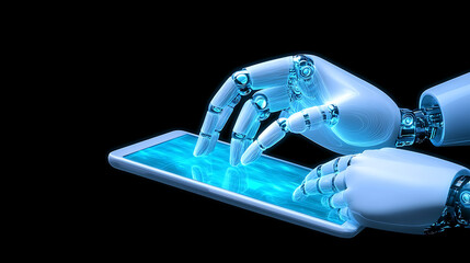 Robotic Arms Interacting with a Digital Tablet Display Technology of Future Innovation