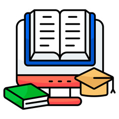 A flat design icon of online book