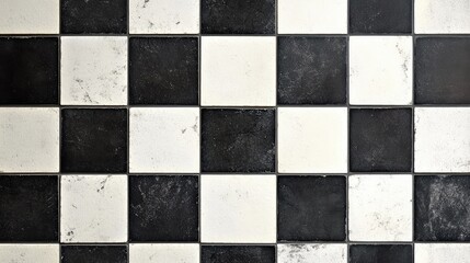 Black and white checkerboard tile wall background with high contrast and geometric precision, ideal for modern designs.