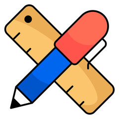 A flat design icon of drafting tool