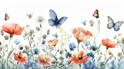 Butterfly illustration set with blue, purple, and orange tones, detailed wings on a clean white background