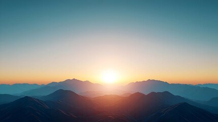 Serene Sunset Over a Mountain Range