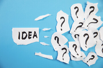 Fototapeta premium question mark on crumpled paper. creative idea and solution.