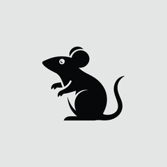 Fototapeta premium A stylized black silhouette of a mouse, likely an illustration or logo.