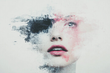 Abstract Generative AI Collage Of A Person Expressing Emotional Depth And Mental Fragmentation
